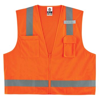 Ergodyne Glowear 8249Z Chaleco de alta visibilidad 24015 - tamaño Grande/XG - Poliéster - Naranja de alta visibilidad - ANSI clase 2