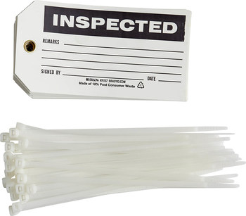 Imágen de Brady Negro sobre blanco Ojal de metal, Autolaminados Poliéster 76157 Etiqueta de seguridad del equipo (Imagen principal del producto)