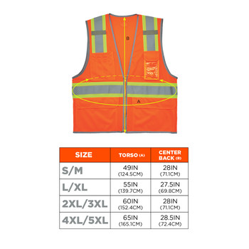 Ergodyne GloWear 8246Z Chaleco de alta visibilidad 24135 - tamaño Grande/XG - Poliéster - Naranja - ANSI clase 2