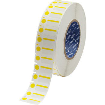 Brady THT-250-494-YL Etiquetas imprimibles de transferencia térmica - 1 pulg. x 0.5 pulg. - Poliéster - Blanco/amarillo - B-494