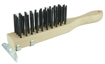 Weiler Vortec Pro Acero Cepillo de alambre de mano - 2.75 pulg. ancho x 10.85 pulg. longitud - Diámetro de la cerda 0.012 pulg. - 25211