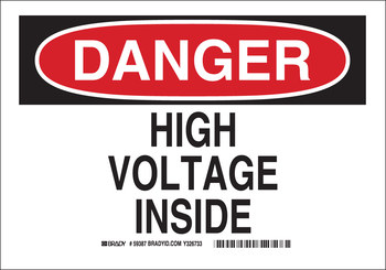 Imágen de Brady B-120 Poliéster reforzado con fibra de vidrio Rectángulo Blanco Inglés Cartel de seguridad eléctrica 87678 (Imagen principal del producto)