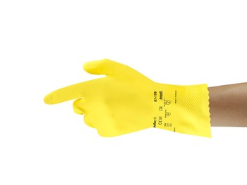 Ansell AlphaTec 87-198 Amarillo 7 Látex No compatible Guante resistente a productos químicos - Longitud 12 pulg. - 076490-85749