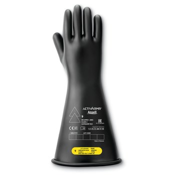 Ansell Marigold Industries Negro 9 Látex Caucho natural Caucho natural Guantes de mecánico - Longitud 16 pulg. - 076490-13805