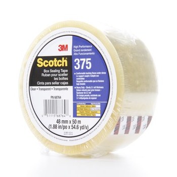 3M Scotch 375 Transparente Cinta de sellado de cajas - 48 mm Anchura x 50 m Longitud - 3.1 mil Espesor - 68764