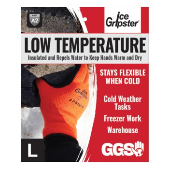 Global Glove Ice Gripster 378inT Negro/Naranja Grande Acrílico/felpa Guantes para condiciones frías - 378int lg