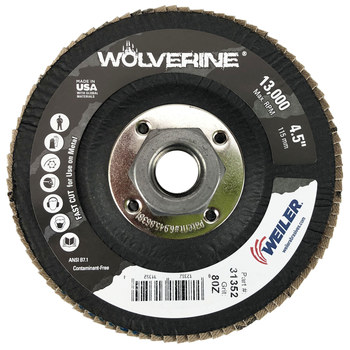 Weiler Wolverine Tipo 29 - Zirconia - 4 1/2 pulg. - 80 - Mediano - 31352