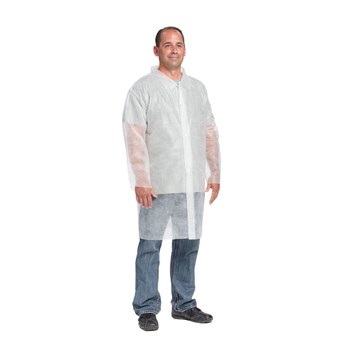 Imágen de West Chester 3511 Blanco Mediano Polipropileno Bata de laboratorio reutilizable para trabajo y uso general (Imagen principal del producto)