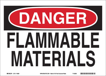 Imágen de Brady B-120 Poliéster reforzado con fibra de vidrio Rectángulo Blanco Inglés Cartel de material inflamable 122825 (Imagen principal del producto)