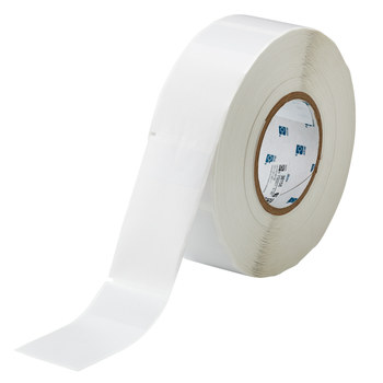 Brady THT-27-427-1 Rollo de etiquetas troqueladas para impresoras - 2 pulg. x 3.75 pulg. - Vinilo - Transparente/Blanco - B-427