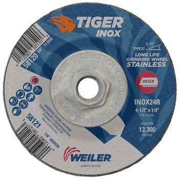 Weiler Tiger inox Disco esmerilador 58120 - 4-1/2 pulg - INOX - 24 - R