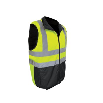 Global Glove GLO-V1 Chaleco de alta visibilidad GLO-V1 - tamaño Grande - Poliéster Oxford - Amarillo/verde/negro - ANSI clase 2 - glo-v1 lg