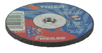 Weiler Tiger Rueda de corte 57016 - Tipo 1 (recto) - 2 pulg. - Óxido de aluminio - 36 - S