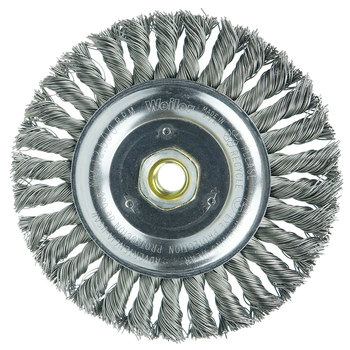 Weiler Roughneck 08916 Wheel Brush - 6 in Dia - Knotted - Stringer Bead Steel Bristle