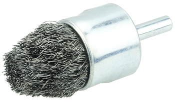 Weiler Acero Cepillo de copa - Accesorio Eje - Diámetro 1 pulg. - Diámetro de la cerda 0.010 pulg. - Estilo del cepillo: dilatación controlada - 10309