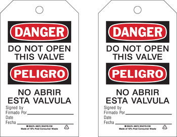 Imágen de Brady Negro/Rojo sobre blanco Ojal de metal, Autolaminados, Escribible Poliéster 86578 Etiqueta de seguridad del equipo (Imagen principal del producto)