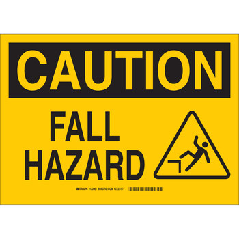 Imágen de Brady B-120 Poliéster reforzado con fibra de vidrio Rectángulo Amarillo Inglés Cartel de prevención de caída 132082 (Imagen principal del producto)