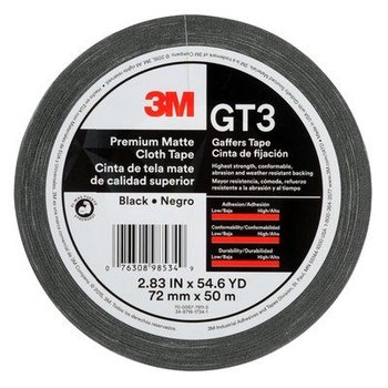 3M GT3 Negro Cinta gaffer - 72 mm Anchura x 50 m Longitud - 11 mil Espesor - 98534