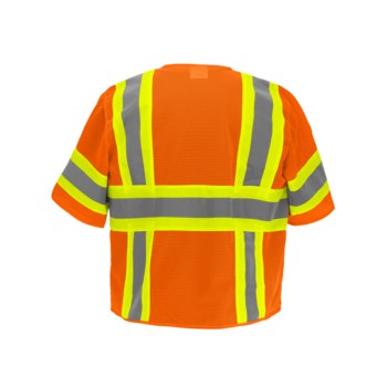 Global Glove FrogWear HV Chaleco de topógrafo de alta visibilidad GLO-0145 LG - tamaño Grande - Malla Poliéster - Naranja y amarillo/verde de alta visibilidad - ANSI clase 3, tipo R - glo-0145 lg