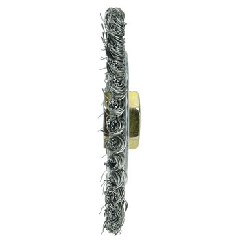 Weiler Roughneck Max 13238 Wheel Brush - 4.5 in Dia - Knotted - Stringer Bead Stainless Steel Bristle