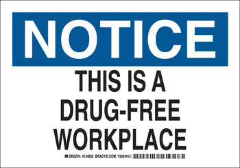Imágen de Brady B-401 Poliesterino de alto impacto Rectángulo Blanco Inglés Cartel de ambiente libre de drogas 124834 (Imagen principal del producto)