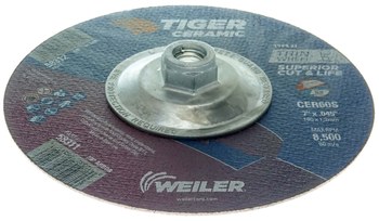 Weiler Tiger Ceramic Rueda de corte 58312 - Tipo 27 - rueda de centro hundido - 7 pulg. - Cerámico - 60 - S