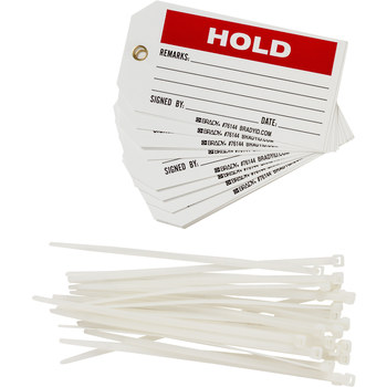 Imágen de Brady Negro/Rojo sobre blanco Ojal de metal, Autolaminados Poliéster 76144 Etiqueta de seguridad del equipo (Imagen principal del producto)
