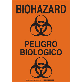 Imágen de Brady B-401 Poliestireno Rectángulo Naranja Inglés/Español Letrero de peligro biológico 38624 (Imagen principal del producto)