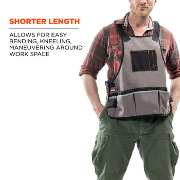 Ergodyne Arsenal 5700 Uso general Delantal con pechera 13690 - Universal - Algodón - Gris