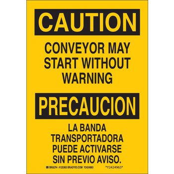 Imágen de Brady B-555 Aluminio Rectángulo Amarillo Inglés/Español Cartel de seguridad del equipo 125364 (Imagen principal del producto)