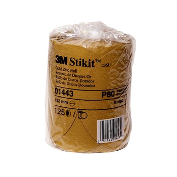 3M Stikit 01443 Rollo de discos PSA - 6 pulg. - P80 - Grueso - Óxido de aluminio