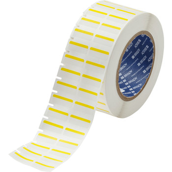 Brady THT-152-494-YL Etiquetas imprimibles de transferencia térmica - 1 pulg. x 0.375 pulg. - Poliéster - Blanco/amarillo - B-494