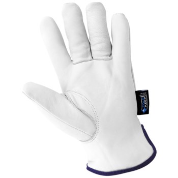 Global Glove woThunder Glove 3200GinT Blanco Grande Cuero Grano Piel de cabra Guantes para condiciones frías - Pulgar montado - Insulación Cold Keep - 3200gint lg