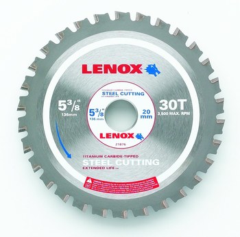 Imágen de Hoja de sierra circular para corte de metales 21876ST538030CT de Carburo de titanio por 5-3/8 pulg de Lenox (Imagen principal del producto)