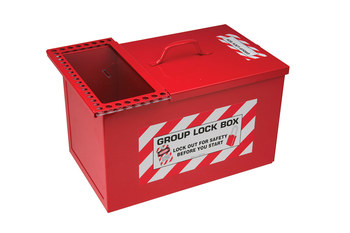 Imágen de Brady Blanco sobre rojo Acero Caja de almacenamiento de seguridad combinado (Imagen principal del producto)