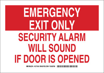 Imágen de Brady B-401 Poliesterino de alto impacto Rectángulo Blanco Inglés Cartel de salida de emergencia 127168 (Imagen principal del producto)