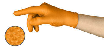 Ansell MICROFLEX Mega Texture Naranja de alta vis. 2XG Nitrilo No compatible Guantes desechables - acabado Con textura - Longitud 9.45 pulg. - 076490-63881