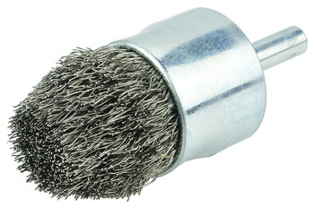Weiler Acero inoxidable Cepillo de copa - Accesorio Eje - Diámetro 1 pulg. - Diámetro de la cerda 0.010 pulg. - Estilo del cepillo: dilatación controlada - 10321