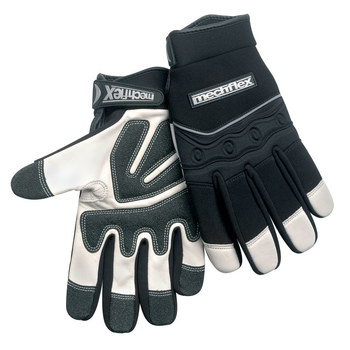 Imágen de Chicago Protective Apparel Mechflex Negro/Blanco Mediano Cuero Piel de cabra Cuero Guantes de mecánico (Imagen principal del producto)