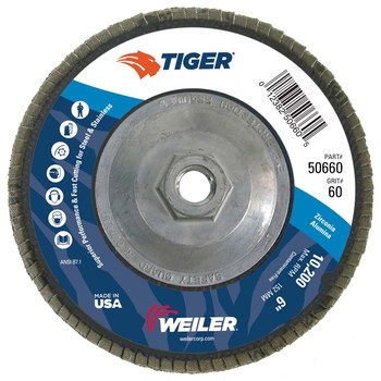 Weiler Tiger Tipo 29 - Zirconia - 6 pulg. - 60 - Mediano - 50660