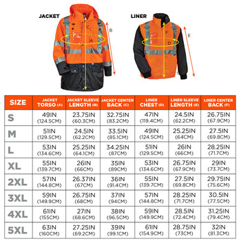 Ergodyne GloWear 8388 Kit de la chaqueta de la condición fría 25558 - tamaño 4XG - Poliéster - Naranja