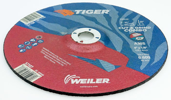 Weiler Tiger Disco de corte y esmerilado 57107 - 9 pulg. - Óxido de aluminio - 30 - S