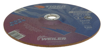 Weiler Tiger Ceramic Rueda de desbaste con centro hundido 68390 - 9 pulg. - Cerámico - 30 - T