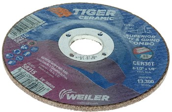 Weiler TIGER Disco de corte y esmerilado 58315 - 4 1/2 pulg. - Cerámico - 30