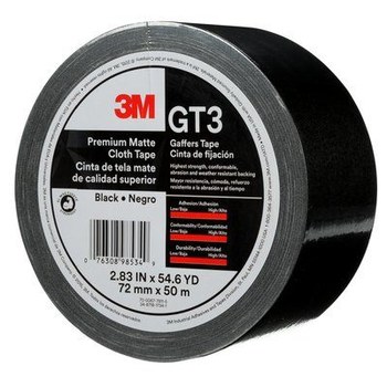 3M GT3 Negro Cinta gaffer - 72 mm Anchura x 50 m Longitud - 11 mil Espesor - 98534