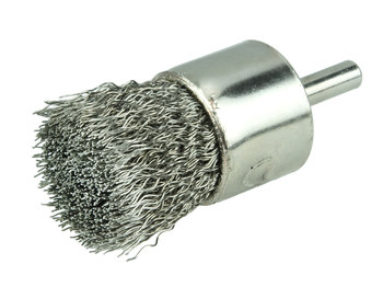 Weiler Acero inoxidable Cepillo de copa - Accesorio Vástago sin rosca - Diámetro 1 pulg. - Diámetro de la cerda 0.014 pulg. - Material de la copa: niquelado - 10380
