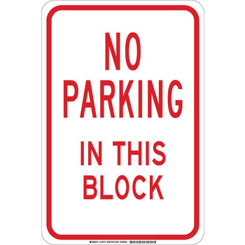 Imágen de Brady B-555 Aluminio Rectángulo Blanco Inglés Cartel de información, restricción y permiso de estacionamiento 129735 (Imagen principal del producto)
