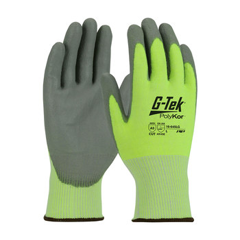 PIP G-Tek PolyKor 16-645LG Amarillo de alta vis. Grande PolyKor Guantes resistentes a cortes - Longitud 10 pulg. - 616314-24701