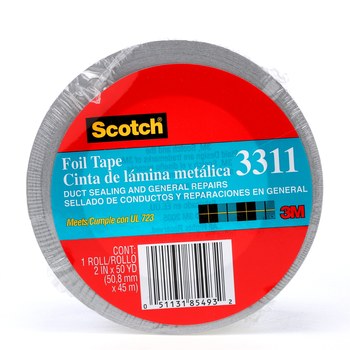 3M Scotch 3311 Cinta de aluminio - 2 pulg. Anchura x 50 yd Longitud - 3.6 mil espesor total - 85493