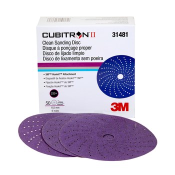 3M Cubitron II Hookit Grano Cerámico de Precisión Morada Disco de velcro - Grano Cerámico de Precisión - 6 pulg. - 220+ - 31481